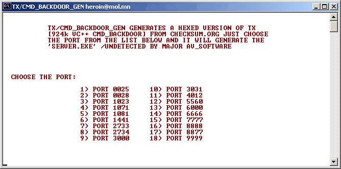 TX/CMD_BACKDOOR_GEN TX/CMD_BACKDOOR_GEN